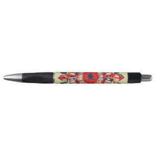 Caneta Abstrato SUN FLOWER - azul vermelho + seu backgr.