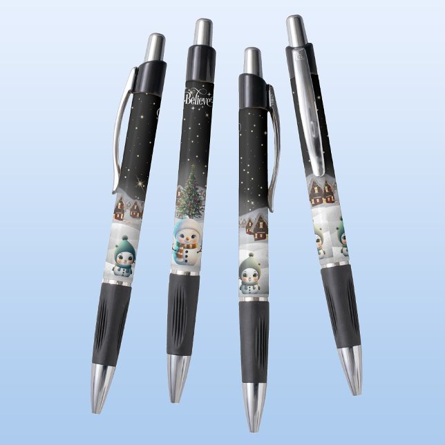Caneta Acredite na Mulher da Neve de Natal que ⛄️ 🎄 (Cute Xmas Snow woman, Believe, Christmas Tree Snowy Winter Lover Scene ForestBabies Pen Gift⛄️❄️🎄🎁)