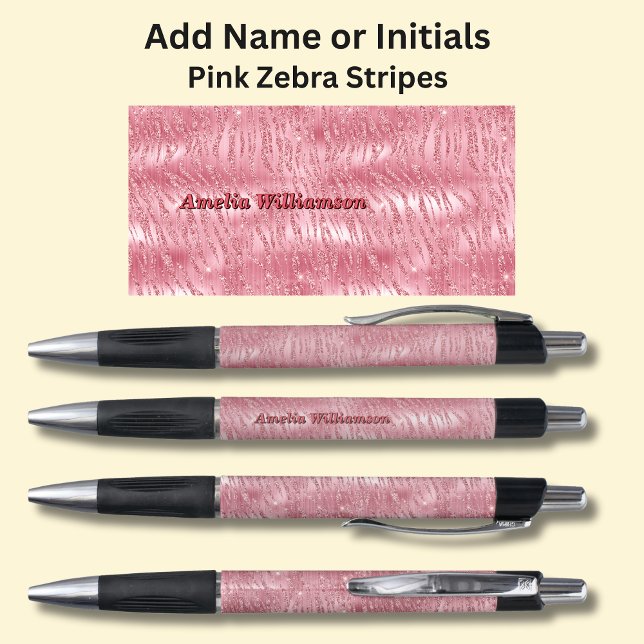 Caneta Adicionar Nome, Bandeiras Zebra Rosa (Criador carregado)