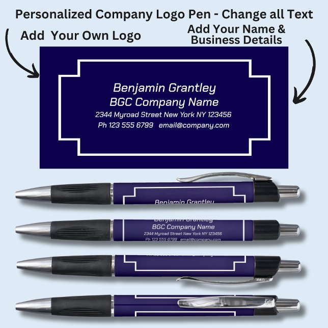 Caneta Adicionar Nome de Detalhes da Empresa, Fundo do Bu (Criador carregado)