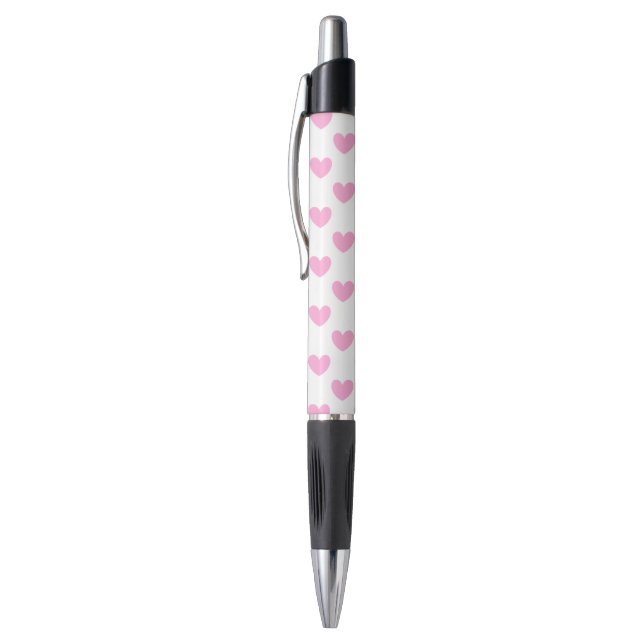 Caneta Algodão Candy Polka cor-de-rosa com corações branc (Topo (Vertical))