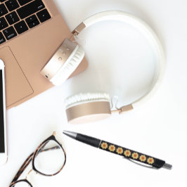 Caneta Amarelo Dahlia sobre padrão floral preto