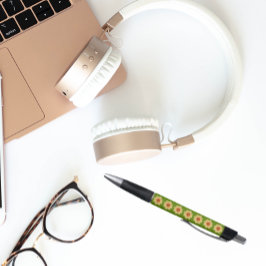 Caneta Amarelo Dahlia sobre padrão floral verde