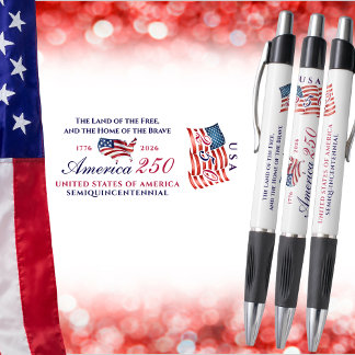 Caneta America 250 Land of Free Home Brave Red Patriotic