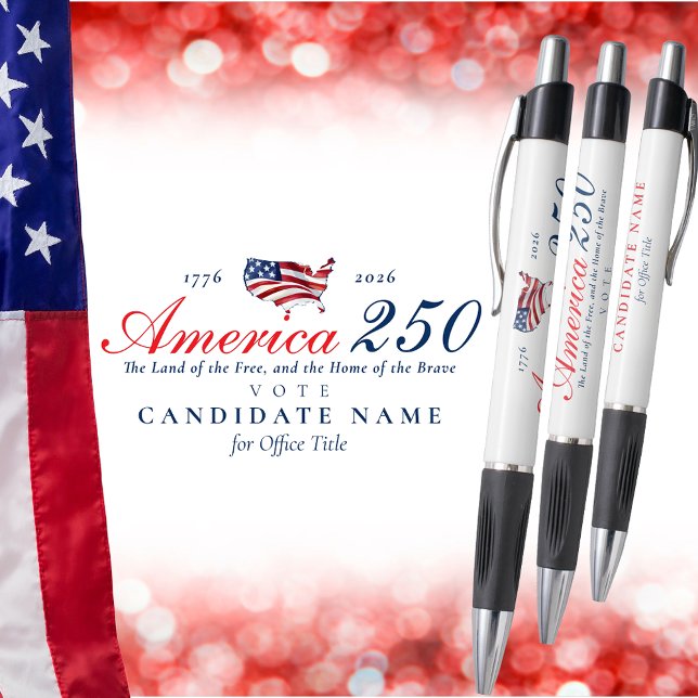 Caneta America 250 Land of Free Home of Brave Patriotic (Land of the Free Home of the Brave America 250 Patriotic Election Campaign Donors Volunteers Staff)