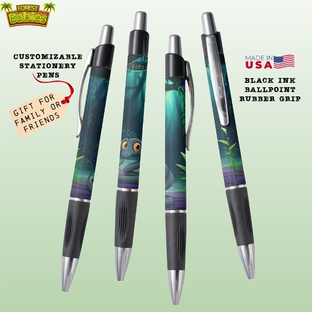 Caneta Animais selvagens 🐍 animais selvagens ameaçados d (Cute Indigo Snake Endangered Reptile Nature Wildlife Animal, Whimsical Serpent ForestBabies Pen 🐍🎁)
