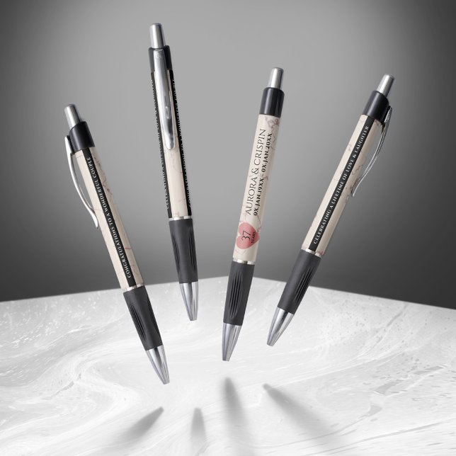 Caneta Aniversário Casado Elegante 37.º Alabastro (Elegant 37th Alabaster Wedding Anniversary Pen Cover Photo)