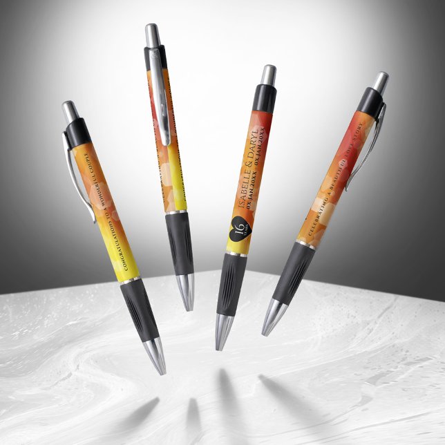 Caneta Aniversário de Casamento Topaz do Ouro 16 (Elegant 16th Golden Topaz Wedding Anniversary Pen Cover Photo)