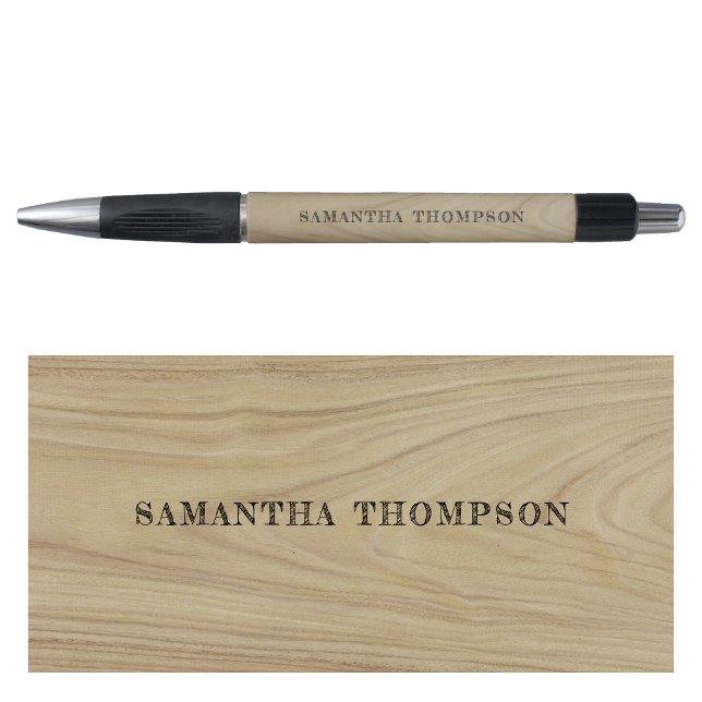 Caneta Aparência Personalizada de Madeira Rústica Gravada (Personalized Rustic Wood Engraved Look Pen)