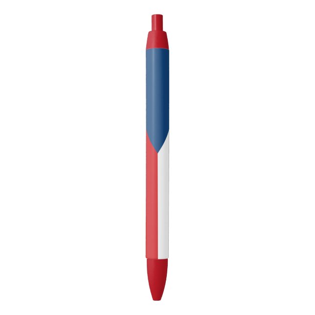 Caneta Azul Bandeira da República Tcheca (Frente Vertical)