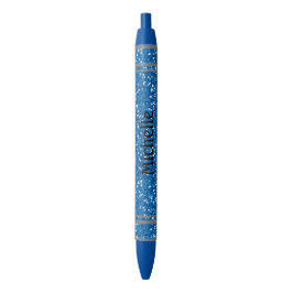 Caneta Azul Brilhante e Stripes