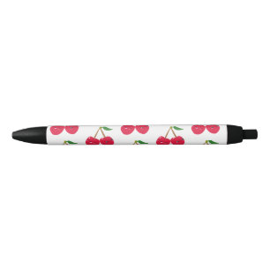 Caneta Azul Cereja Fruta Kawaii Sorridente Feliz