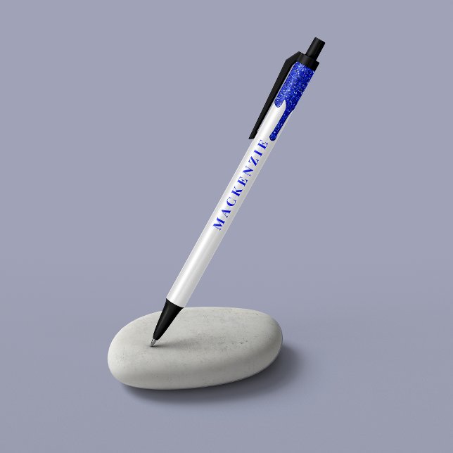 Caneta Azul Chic Royal Blue Glitter Derrubando Luxo (Criador carregado)