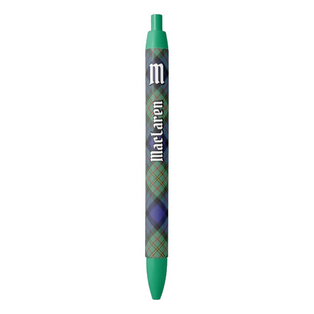 Caneta Azul Clan MacLaren Tartan (Frente Vertical)