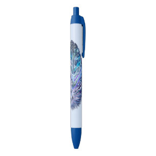 Caneta Azul com Pena