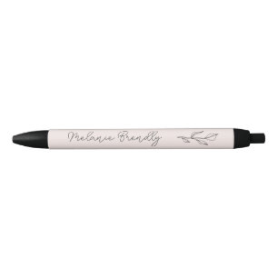 Caneta Azul Cor-de-rosa minimalista elegante botânico