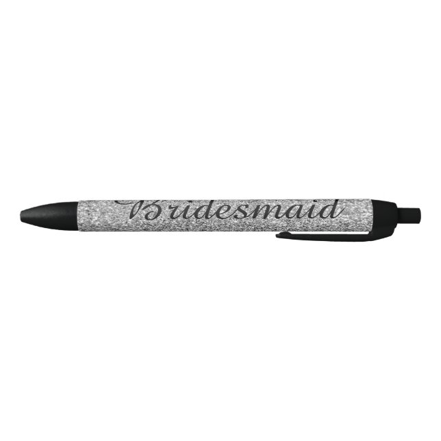 Caneta Azul Dama de honra personalizada com brilho prateado (Parte Inferior)