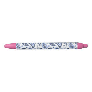 Caneta Azul Desenho Intrincado de Estampa Floral Paisley