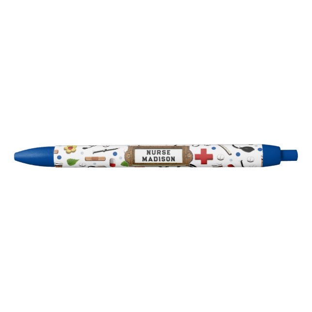 Caneta Azul Enfermeira Personalizada (Frente)