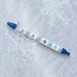 Caneta Azul Flocos de neve azuis e brancos