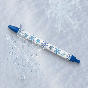 Caneta Azul Flocos de neve azuis e brancos