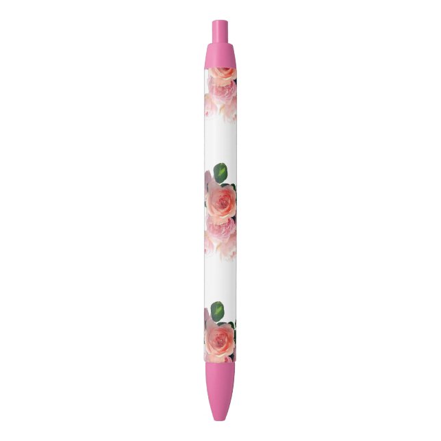 Caneta Azul Flores Coloridas Florais Rosa Trendy Modelo (Frente Vertical)