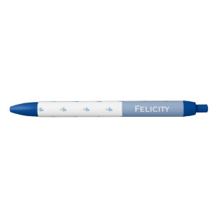 Caneta Azul Flores Forget Me Not Nome Personalizado 
