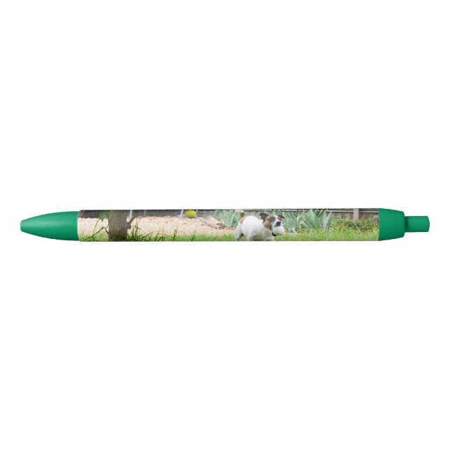 Caneta Azul Fox Terrier Engraçado Rosto De Medo, (Frente)