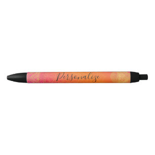 Caneta Azul Fuchsia Rosa Laranja e Dourado Mandala Indiano Gla