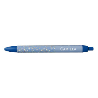 Caneta Azul Jardim de Camélias Chinoiserie com Nome Personaliz