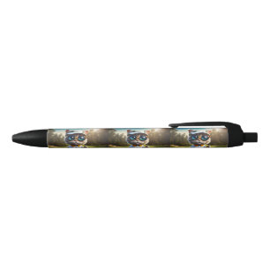 Caneta Azul Jogador De Golfe De Gato Animado Engraçado,