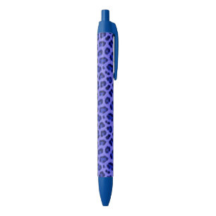 Caneta Azul Lavanda Blue Leopard Animal Print Skin Pattert