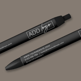 Caneta Azul Logotipo da Empresa e Detalhes de Contato Promocio