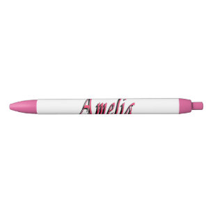 Caneta Azul Logotipo de Nome das Meninas Amelia Rosa