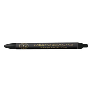 Caneta Azul Marca profissional Logotipo preto e Dourado corpor