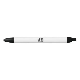 CANETA AZUL MONOGRAMA MINIMALISTA PRETO COM DUAS LETRAS NOME B