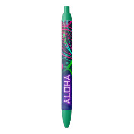 Caneta Azul Noite Tropical de Luau Elétrico Neon Paraíso Aloha