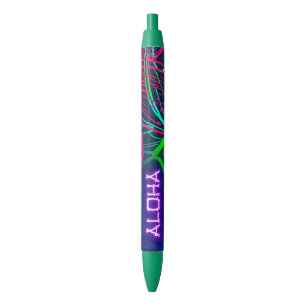 Caneta Azul Noite Tropical de Luau Elétrico Neon Paraíso Aloha