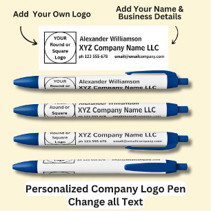 Caneta Azul Nome Personalizado, Nome da Empresa e email do tel
