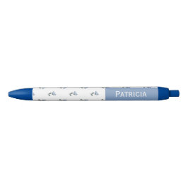 Caneta Azul Pequena Flor Nome Personalizado