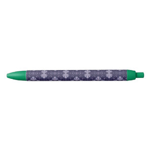 Caneta Azul Pétalas de Flor Geométrica Padrão de Repetição Abs