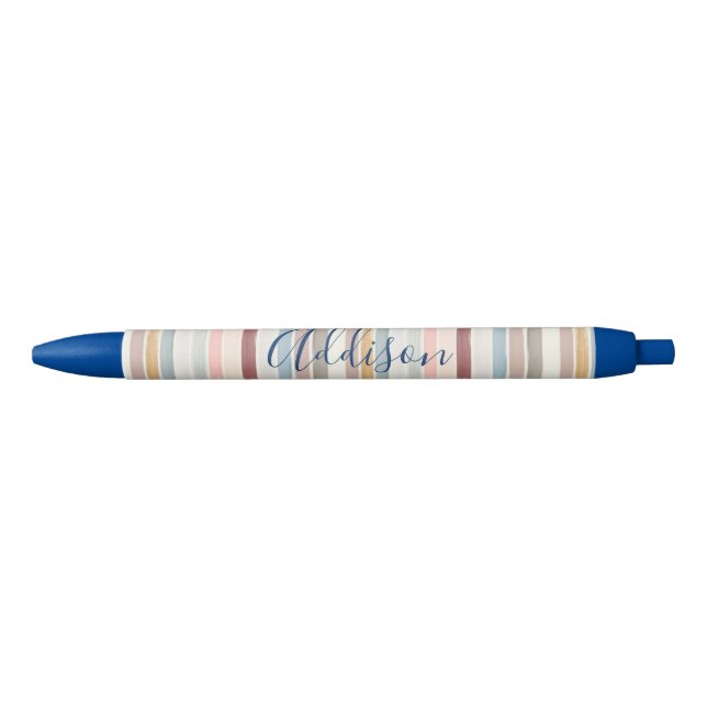 Caneta Azul Pinceladas pastéis personalizadas  (Frente)