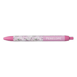 Caneta Azul Pink Peonies Custom Name Pen