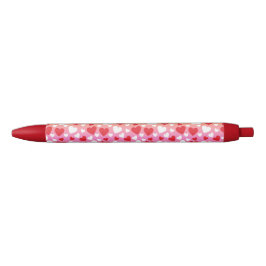 Caneta Azul Red and White Hearts Pattern Pen