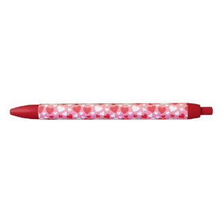 Caneta Azul Red and White Hearts Pattern Pen