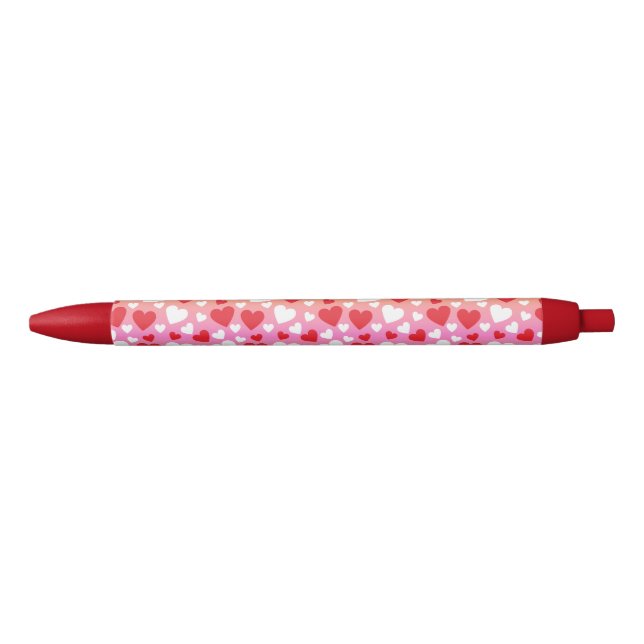 Caneta Azul Red and White Hearts Pattern Pen (Frente)