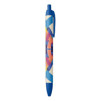 Caneta Azul Roda Caleidoscópio Tinta Azul