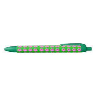 Caneta Azul Serenidade fetal: Hibisco rosa numa Canvas verde