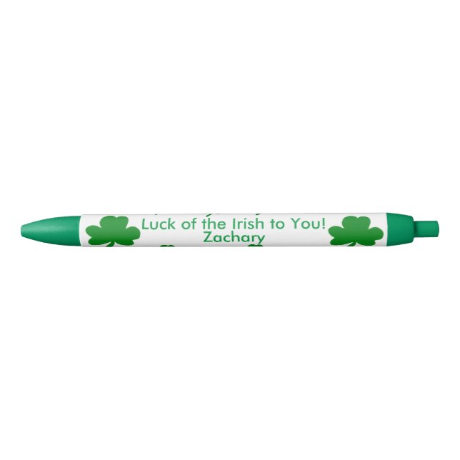 Caneta Azul Sete Shamrocks Lucky Irish PERSONALIZE NAME (Frente)