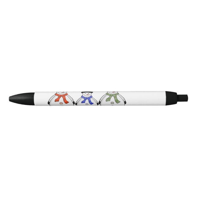 Caneta Azul Snowmen Winter veio (Frente)